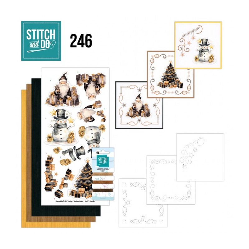 Stitch and do 246 - kit Carte 3D broderie - Noël doré Stitch and do 246 - kit Carte 3D broderie - Noël doré