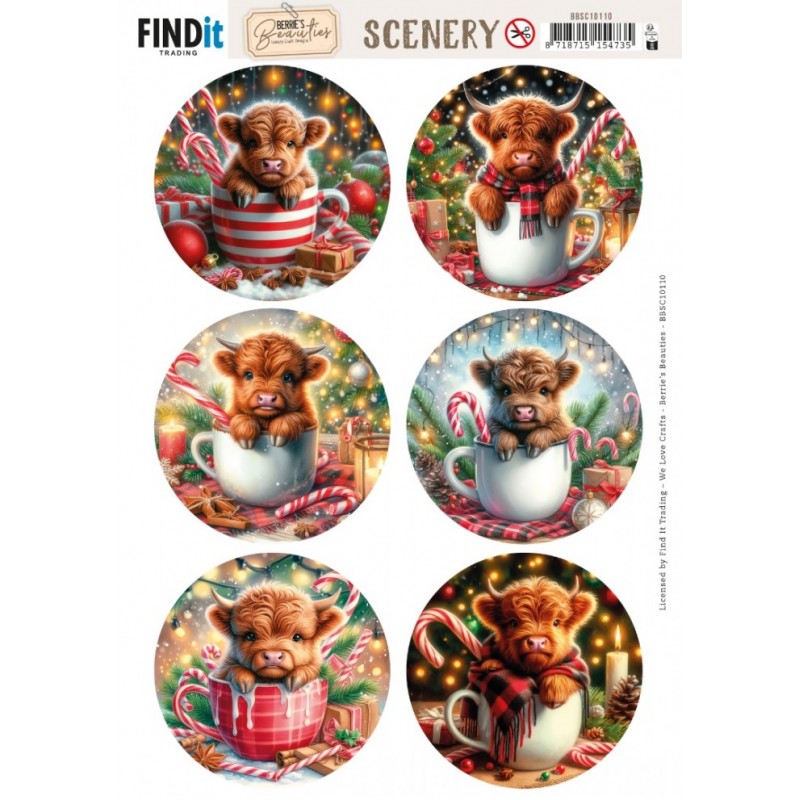 Carte Scène prédéc. - BBSC10110 - Veaux dans tasse - rondes Carte Scène prédéc. - BBSC10110 - Veaux dans tasse - rondes