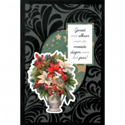 Cartes 3D Velours A6 prédécoupé N°15 - Fleurs de Noël - 3 cartes + enveloppes