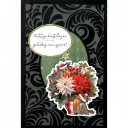 Cartes 3D Velours A6 prédécoupé N°15 - Fleurs de Noël - 3 cartes + enveloppes