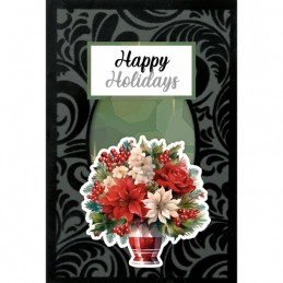 Cartes 3D Velours A6 prédécoupé N°15 - Fleurs de Noël - 3 cartes + enveloppes