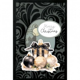 Cartes 3D Velours A6 prédécoupé N°16 - Noël doré - 3 cartes + enveloppes