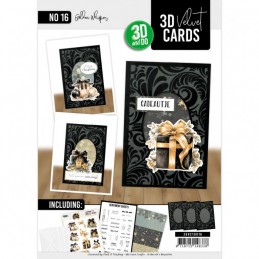 Cartes 3D Velours A6 prédécoupé N°16 - Noël doré - 3 cartes + enveloppes