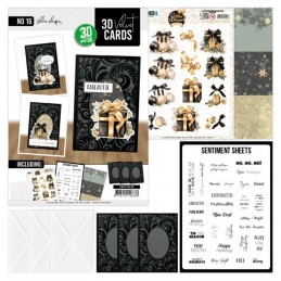 Cartes 3D Velours A6 prédécoupé N°16 - Noël doré - 3 cartes + enveloppes