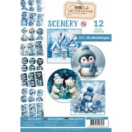 Livre Berries Beauties Scenery A4 prédécoupé N°12 - Hiver en bleu - 48 images + papiers