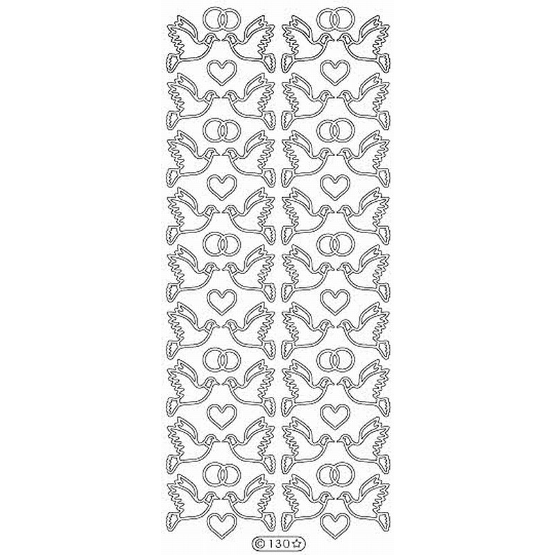 Stickers - 0130 - Colombe et coeur - or