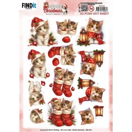 Carte 3D prédéc. - SB11053 - Animaux à Noël - Chatons trop mignons