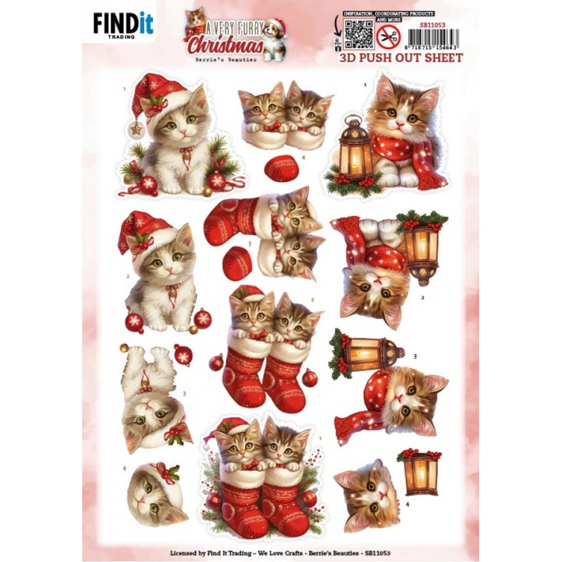 Carte 3D prédéc. - SB11053 - Animaux à Noël - Chatons trop mignons Carte 3D prédéc. - SB11053 - Animaux à Noël - Chatons trop mignons