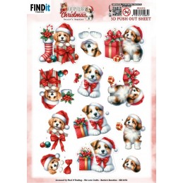Carte 3D prédéc. - SB11054 - Animaux à Noël - Chiots trop mignons