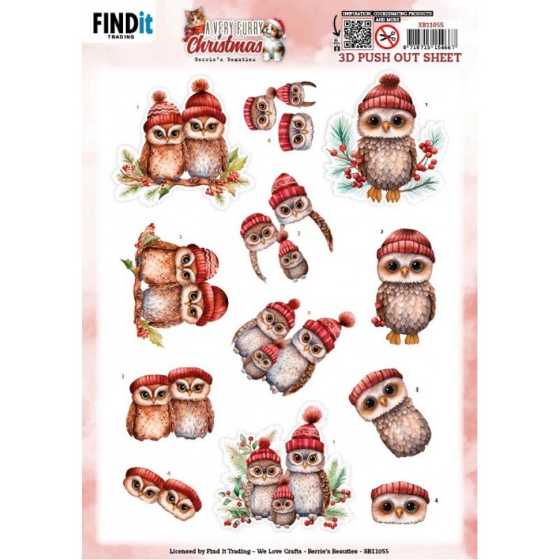 Carte 3D prédéc. - SB11055 - Animaux à Noël - Chouettes trop mignonnes Carte 3D prédéc. - SB11055 - Animaux à Noël - Chouettes trop mignonnes