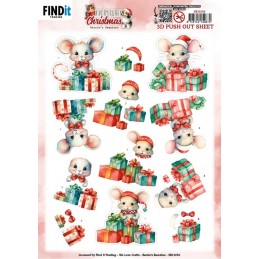 Carte 3D prédéc. - SB11056 - Animaux à Noël - Souris trop mignonnes