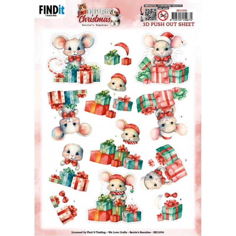 Carte 3D prédéc. - SB11056 - Animaux à Noël - Souris trop mignonnes Carte 3D prédéc. - SB11056 - Animaux à Noël - Souris trop mignonnes