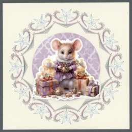 Kit Carte 3D à broder de couleur - Stitch and Do on Colour 037 - Noël violet pastel