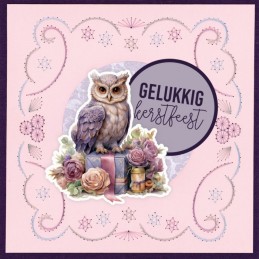 Kit Carte 3D à broder de couleur - Stitch and Do on Colour 037 - Noël violet pastel