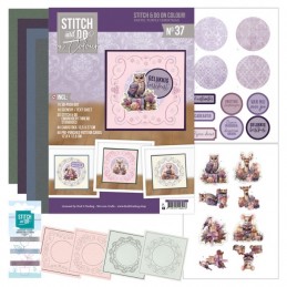 Kit Carte 3D à broder de couleur - Stitch and Do on Colour 037 - Noël violet pastel