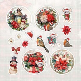 Bloc de papier - Yvonne Créations - Noël floral 20.3 x 20.3 cm - YCPP10082