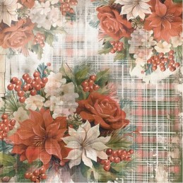 Bloc de papier - Yvonne Créations - Noël floral 20.3 x 20.3 cm - YCPP10082