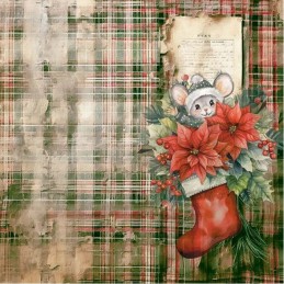 Bloc de papier - Yvonne Créations - Noël floral 20.3 x 20.3 cm - YCPP10082