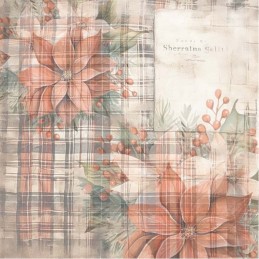 Bloc de papier - Yvonne Créations - Noël floral 20.3 x 20.3 cm - YCPP10082