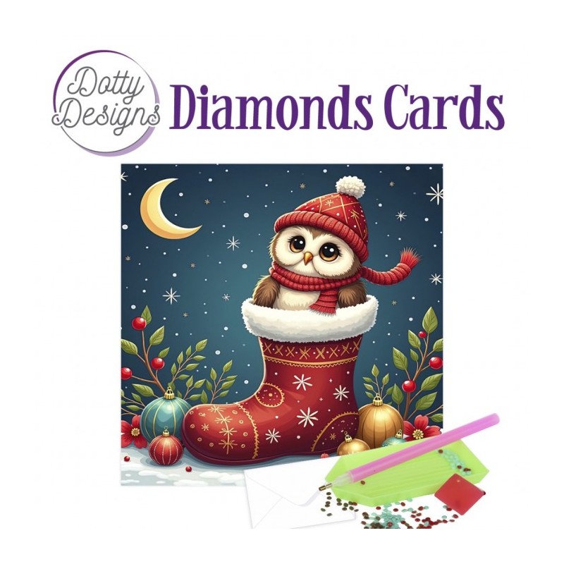Carte Broderie Diamant - Chouette c'est Noël - DDDC1198 Carte Broderie Diamant - Chouette c'est Noël - DDDC1198