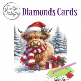 Carte Broderie Diamant - Vache trop mignonne à Noël - DDDC1200