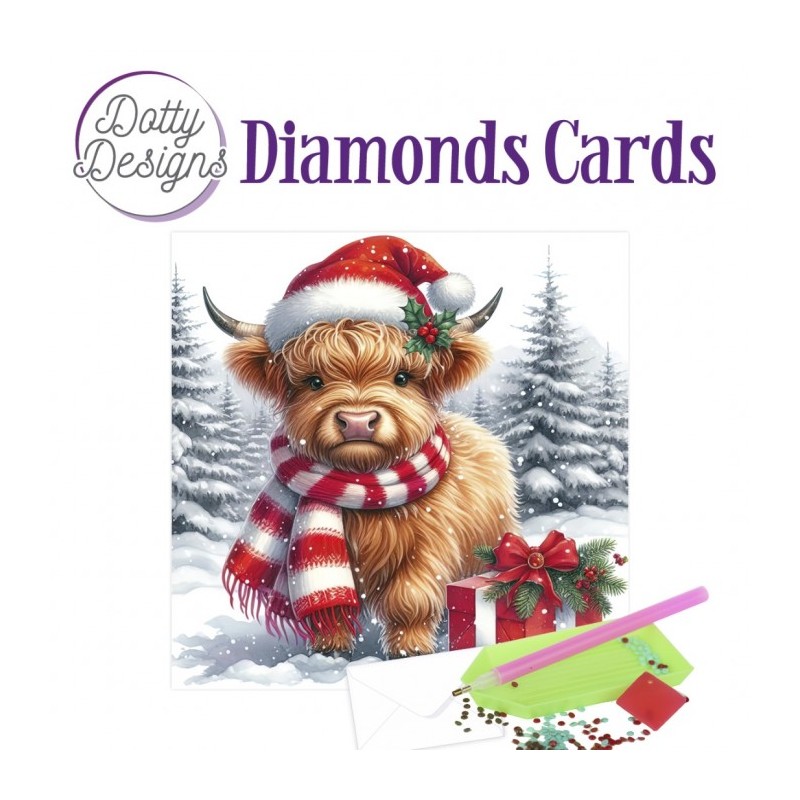 Carte Broderie Diamant - Vache trop mignonne à Noël - DDDC1200 Carte Broderie Diamant - Vache trop mignonne à Noël - DDDC1200