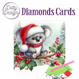Carte Broderie Diamant - Koala trop mignon à Noël - DDDC1201