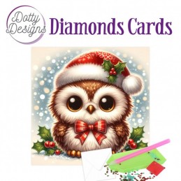 Carte Broderie Diamant - Chouette trop mignonne à Noël - DDDC1203