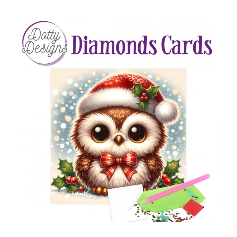 Carte Broderie Diamant - Chouette trop mignonne à Noël - DDDC1203 Carte Broderie Diamant - Chouette trop mignonne à Noël - DDDC1203