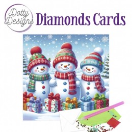 Carte Broderie Diamant - 3 Bonhommes de neige - DDDC1207
