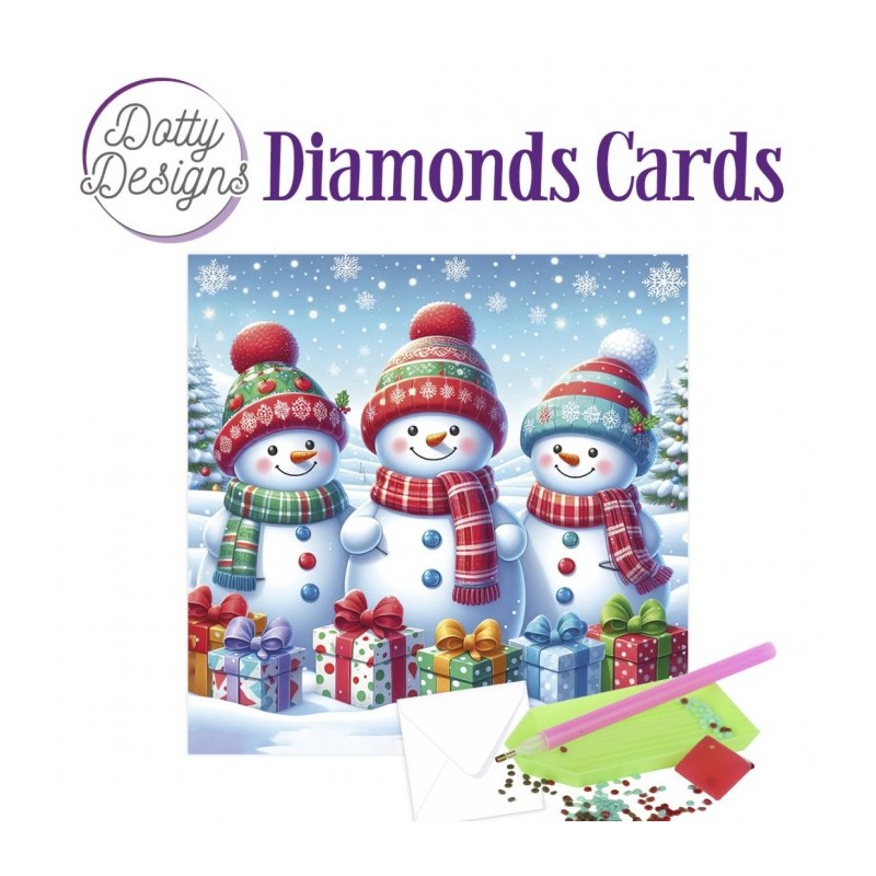 Carte Broderie Diamant - 3 Bonhommes de neige - DDDC1207 Carte Broderie Diamant - 3 Bonhommes de neige - DDDC1207