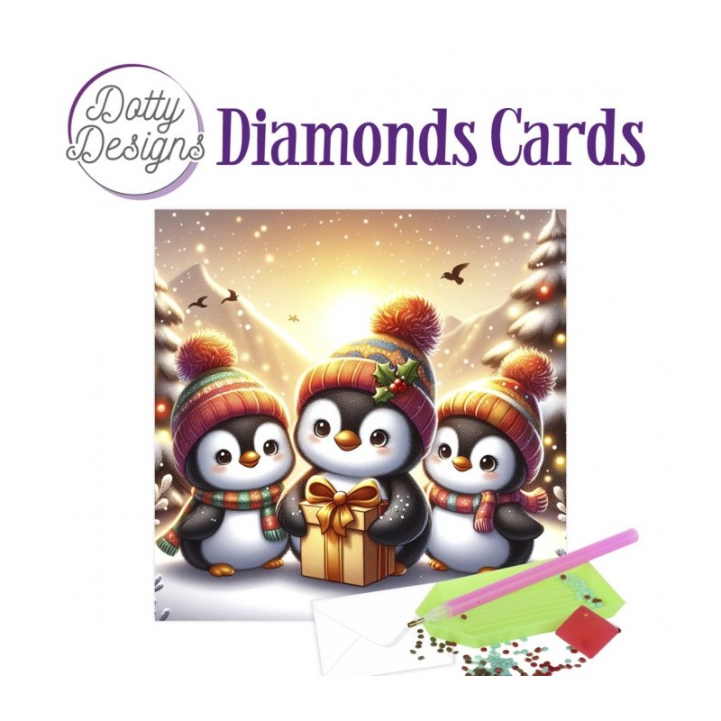 Carte Broderie Diamant - Pingouins trop mignons à Noël - DDDC1208 Carte Broderie Diamant - Pingouins trop mignons à Noël - DDDC1208