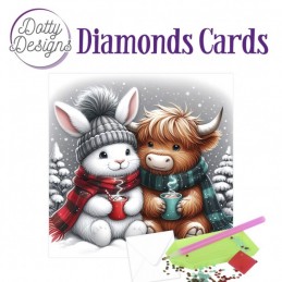 Carte Broderie Diamant - Animaux trop mignons en hiver - DDDC1211