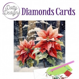 Carte Broderie Diamant - Poinsettias - DDDC1212