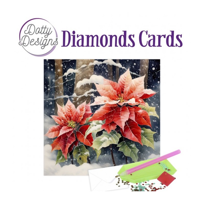 Carte Broderie Diamant - Poinsettias - DDDC1212 Carte Broderie Diamant - Poinsettias - DDDC1212
