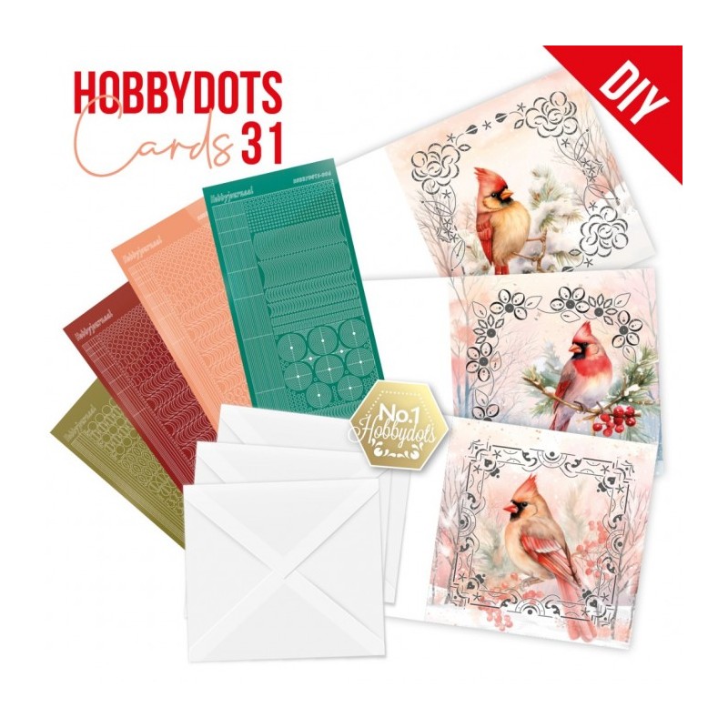 Kit cartes imprimées Hobbydots N°31 - Oiseaux rouges Kit cartes imprimées Hobbydots N°31 - Oiseaux rouges