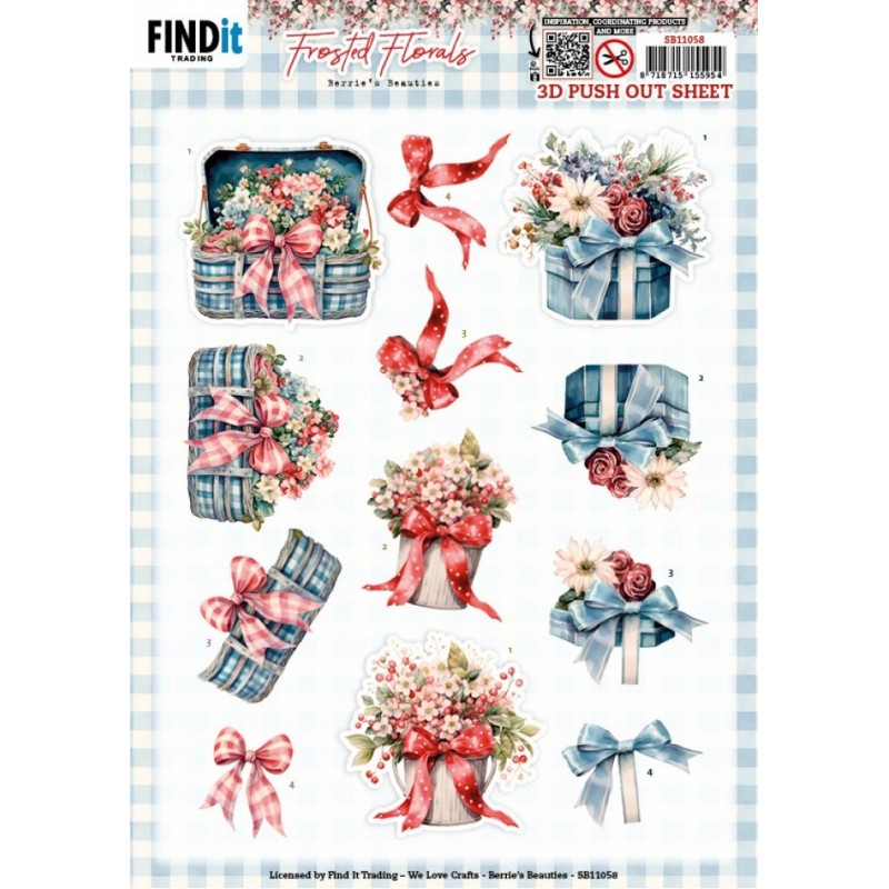 Carte 3D prédéc. - SB11058 - Fleurs givrées - Ruban Carte 3D prédéc. - SB11058 - Fleurs givrées - Ruban