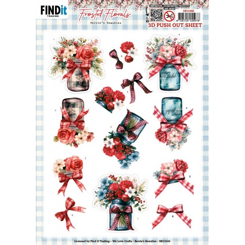 Carte 3D prédéc. - SB11060 - Fleurs givrées - Vase Carte 3D prédéc. - SB11060 - Fleurs givrées - Vase