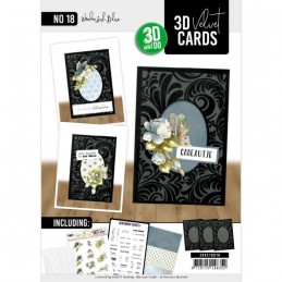 Cartes 3D Velours A6 prédécoupé N°18 - Fleurs et papillons - 3 cartes + enveloppes