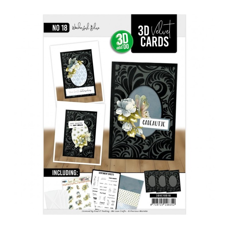 Cartes 3D Velours A6 prédécoupé N°18 - Fleurs et papillons - 3 cartes + enveloppes Cartes 3D Velours A6 prédécoupé N°18 - Fleurs et papillons - 3 cartes + enveloppes