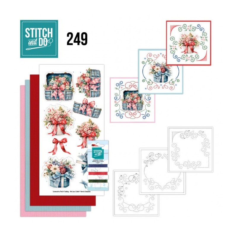 Stitch and do 249 - kit Carte 3D broderie - Fleurs givrées Stitch and do 249 - kit Carte 3D broderie - Fleurs givrées