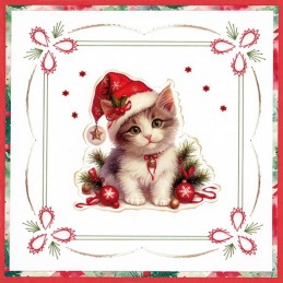 Carte 3D à découper - CD12382 - Animaux à Noël - Chatons