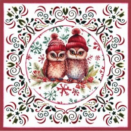 Carte 3D à découper - CD12384 - Animaux à Noël - Chouettes