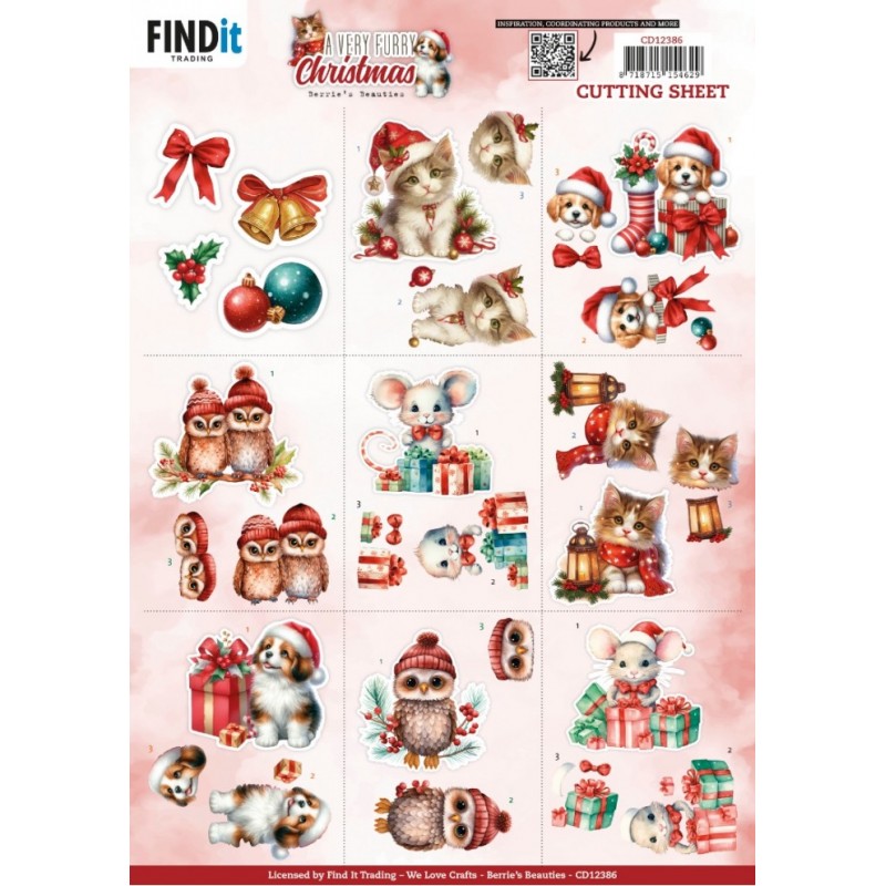 Carte 3D à découper - CD12386 - Animaux à Noël - Mini images Carte 3D à découper - CD12386 - Animaux à Noël - Mini images