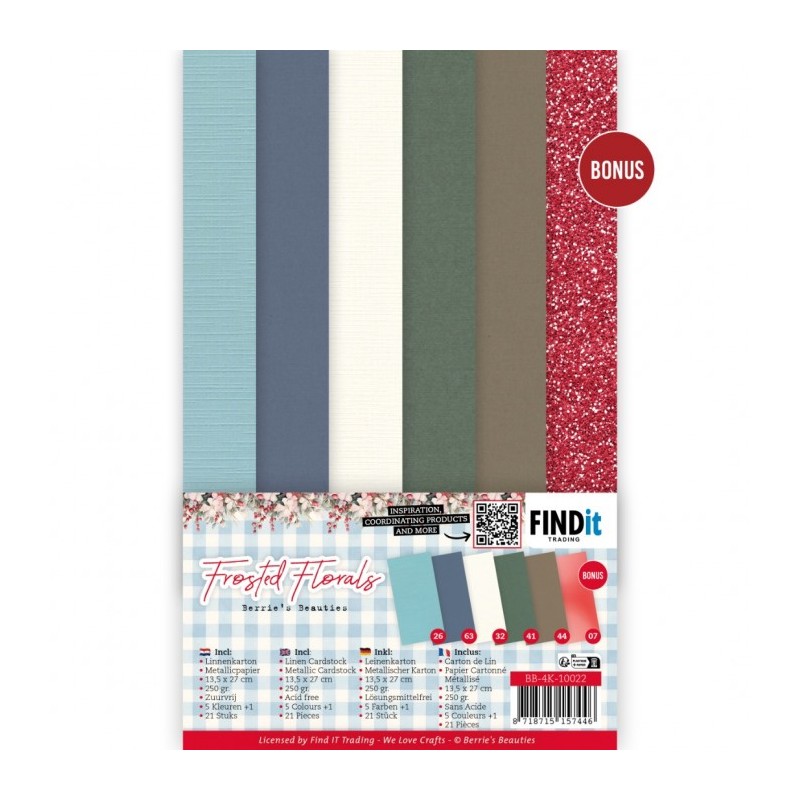 Set 21 cartes 13.5x27cm - Fleurs givrées - BB-4K-10022 Set 21 cartes 13.5x27cm - Fleurs givrées - BB-4K-10022