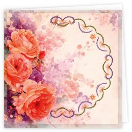 Kit de 3 Cartes à broder imprimées  - STDOPP025 - Roses orangées