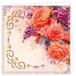 Kit de 3 Cartes à broder imprimées  - STDOPP025 - Roses orangées