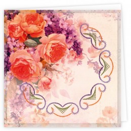 Kit de 3 Cartes à broder imprimées  - STDOPP025 - Roses orangées