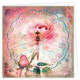 Kit de 3 Cartes à broder imprimées  - STDOPP026 - Roses et libellules