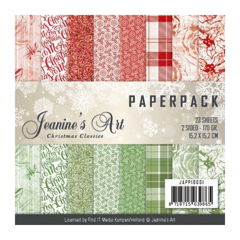 Bloc de papier - Jeanine art - Christmas classics 15.2 x 15.2